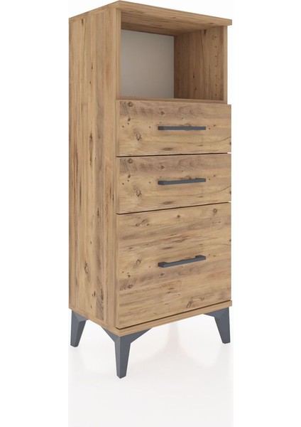 Arges Komodin Tek Raflı 3 Çekmeceli 44X30X106 Çam-Çam fiyatları
