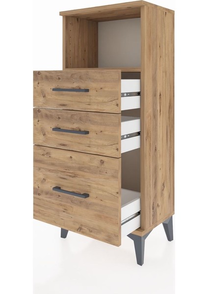 Arges Komodin Tek Raflı 3 Çekmeceli 44X30X106 Çam-Çam fırsatları
