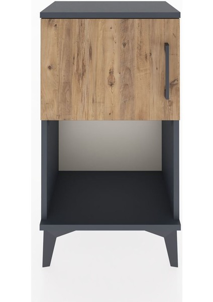 Arges Komodin 2 Raflı Tek Kapaklı 44X30X80 Antrasit-Çam