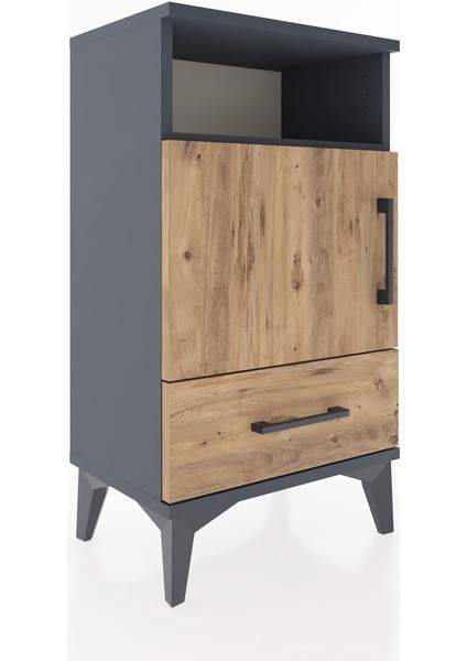 Arges Komodin 2 Raflı Tek Kapaklı 44X30X80 Antrasit-Çam fırsatları