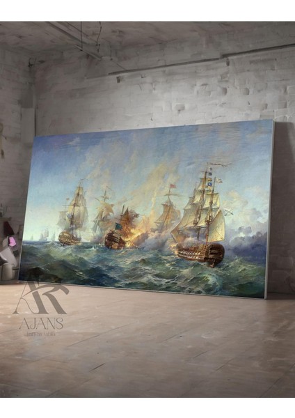 Kanvas Tablo Deniz ve Yelkenler Dekoratif Yağlı Boya Görünümlü Kanvas Tablo 80 x 120