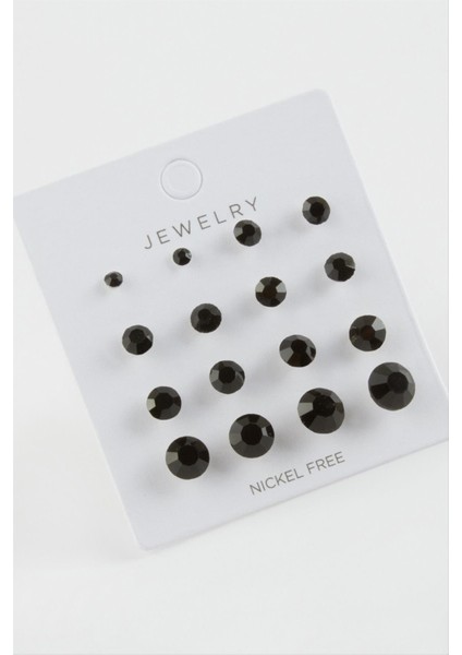 12 Adet Tek Taşlı Küpe