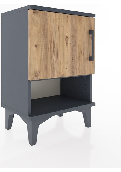 Arges Komodin 2 Raflı Tek Kapaklı 44X30X64 Antrasit-Çam fiyatları