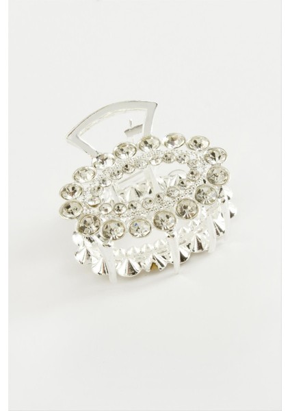 Oval Taşlı Metal Mandal Toka 4,5 cm