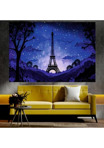 Gece Manzaralı Sanatsal Dekoratif Duvar Tablosu (70X100 Cm)