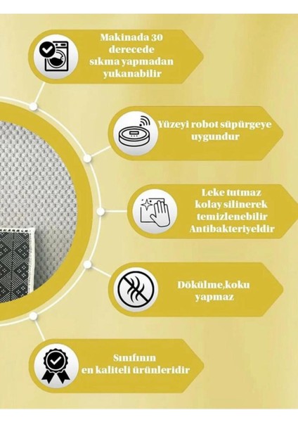 Gri Boncuk Soft Kaymaz Taban Halı Yolluk, Oda, Salon, Koridor, Mutfak Için Ideal indirimleri