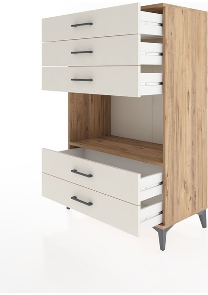 Hyperion Dolap Tek Raflı 5 Çekmeceli 88X44X134 Çam-Aytaşı fırsatları