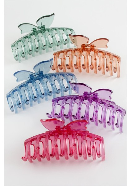 Kelebek Şeffaf Renkli Mandal Toka 11 cm