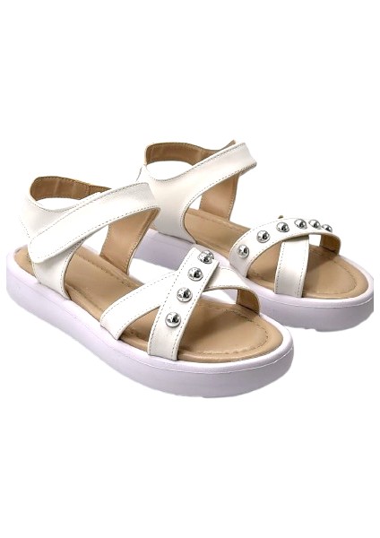 Troklu Phlon Hafif Taban Kız Çocuk Sandalet Beyaz fiyatları
