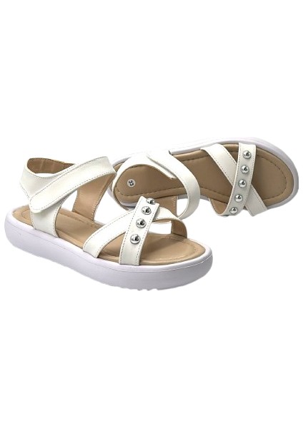 Troklu Phlon Hafif Taban Kız Çocuk Sandalet Beyaz modelleri