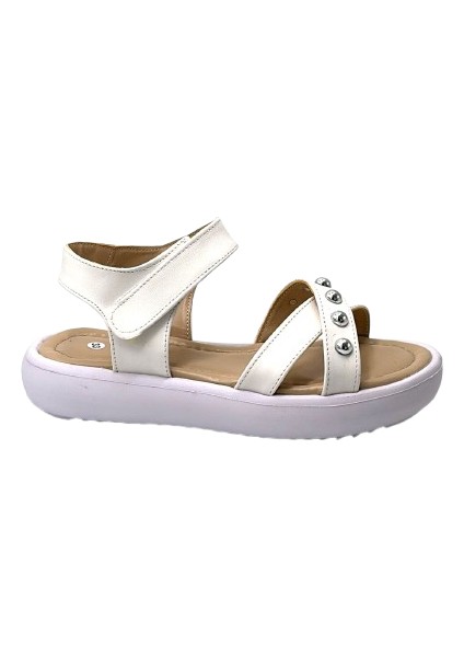 Troklu Phlon Hafif Taban Kız Çocuk Sandalet Beyaz fırsatları