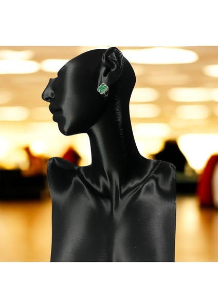 925 Ayar Gümüş Malahit Taşlı Şanslı Yonca Van Cleef Küpe fiyatları