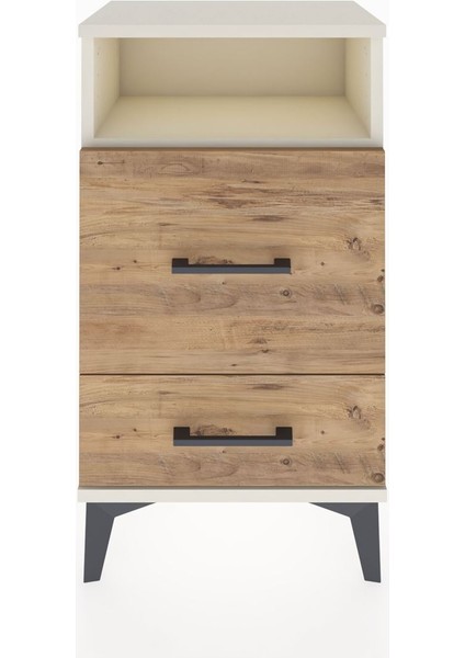 Arges Komodin Tek Raflı 2 Çekmeceli 44X30X80 Aytaşı-Çam
