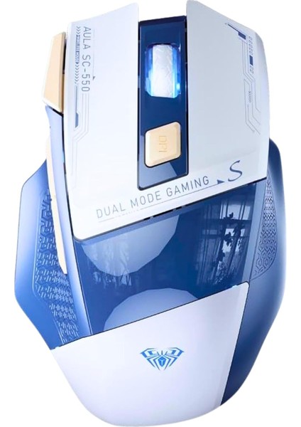 SC550 Çift Modlu 4800DPI 7 Tuşlu Makrolu 2.4ghz Kablosuz ve Kablolu Şarj Edilebilir Optik Rgb Oyuncu Gaming Mouse Mavi