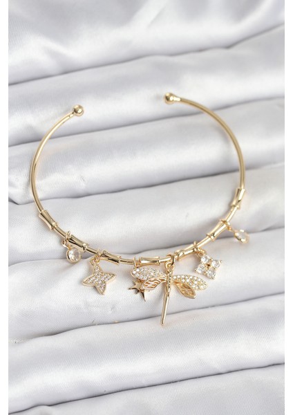 Yusufçuk Charmlı Gold Renk Pirinç Kadın Bileklik - EBJ251010W38217