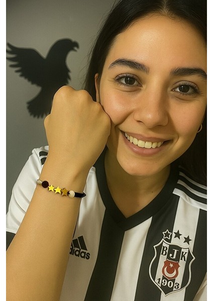 Beşiktaş 3 Yıldızlı Oniks ve Hematit Doğal Taş Makrome Taraftar Bileklik – Ayarlanabilir El Yapımı modelleri