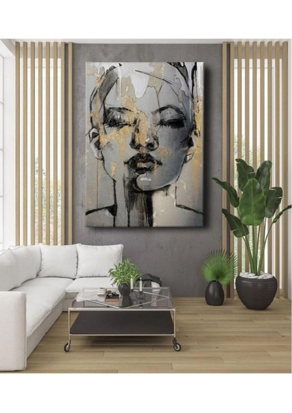 Kanvas Tablo Soyut Karakalem Kadın Modern Dekoratif Kanvas Tablo 70 x 100