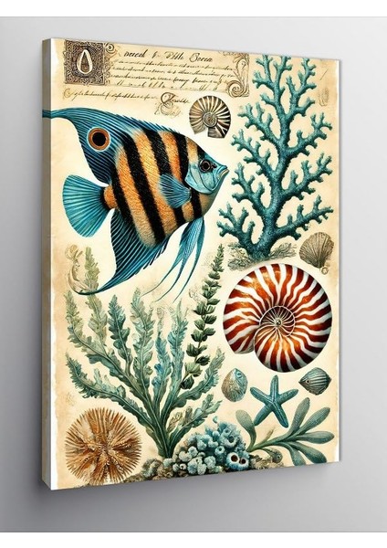 Kanvas Tablo Tropik Balıklar ve Mercan, 50 x 70