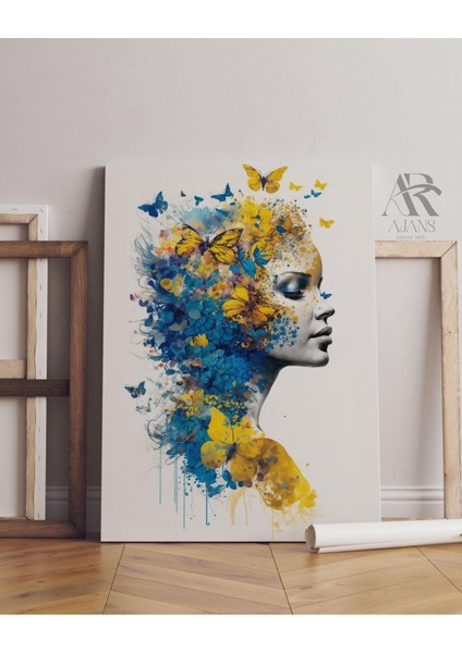 Kanvas Tablo Kelebeklerin Kadını Renkli Hayaller Dekoratif Kanvas Tablo 20 x 30