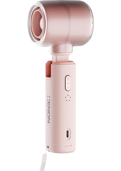 Smart Taşınabilir Mini Turbo El Seyahat Için USB Type-C Şarj Edilebilir Ultra Sessiz 5 Hız Kademeli 14000 Rpm Ayarlanabilir Başlıklı Soğutucu Fan (Pembe) X6101