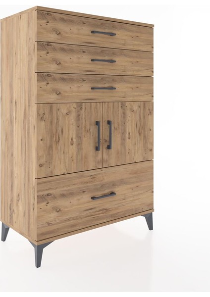 Hyperion Dolap Tek Raflı 4 Çekmeceli 2 Kapaklı 88X44X134 Çam-Çam fiyatları