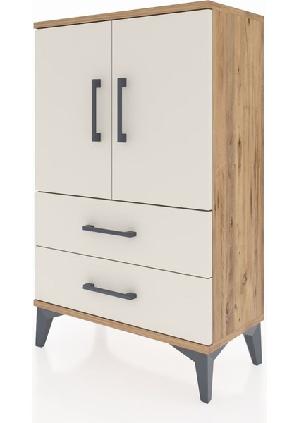 Arges Komodin 2 Raflı 2 Çekmeceli 2 Kapaklı 60X30X96 Çam-Aytaşı modelleri