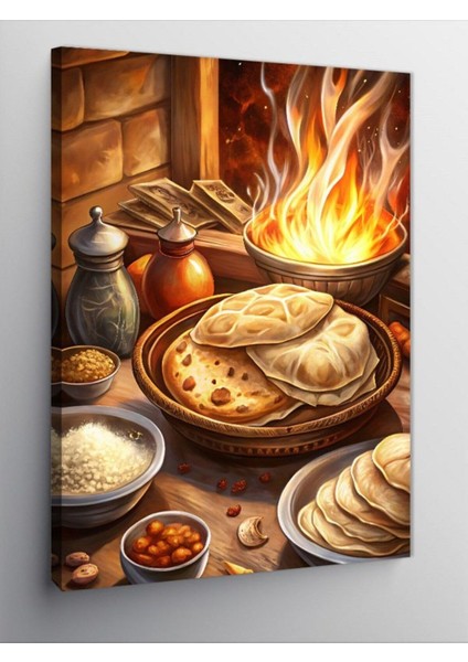 Kanvas Tablo Tandırda Yemek Pişirme 70 x 100 CNVSDKEY-123429-70-100