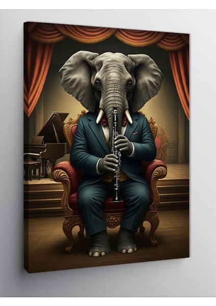 Kanvas Tablo Klarnet ve Fil 70 x 100 CNVSDKEY-126235-70-100