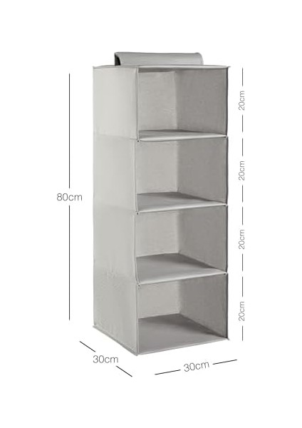 Textile 4 Katlı Gri Dolap Içi Düzenleyici 30 x 30 x 80 cm fiyatları