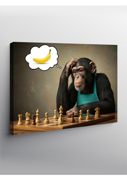 Kanvas Tablo Satranç Oynayan Maymun YTCNVS500795, 70 x 100
