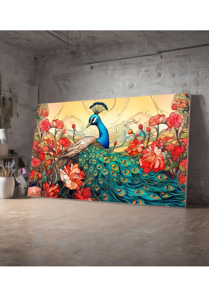 Kanvas Tablo Renkli Tavus Kuşu Hayvan Dekroatif Kanvas Tablo 30 x 40