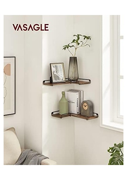 L Şeklinde Köşe Rafları, 2&apos;li Set, Duvar Rafları, Yüzen Raflar, Endüstriyel Tarz, Oturma Odası, Yatak Odası, Mutfak, Yumuşak ve Siyah LLS831B01 modelleri