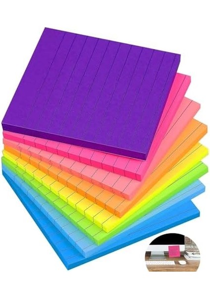 Yapışkan Notlar, 8 Adet Yapışkan Sekme, Parlak Renkler Kendinden Yapışkanlı Pedler, Çizgili Yapışkan Notlar 7.6 7.6 Cm, Mini Yapışkan Notlar, Ofis, Defter Için Postalanabilir, 360 Yaprak modelleri