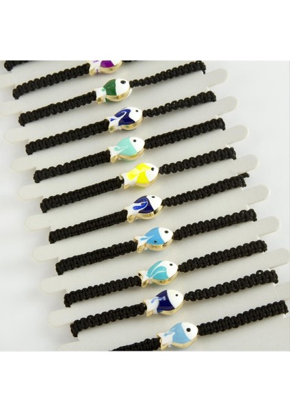 Balık Mineli Makrome Örgülü Bileklik