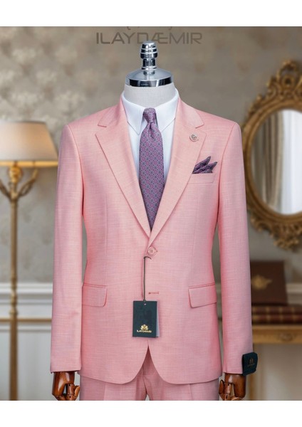 Özel Tasarım Italyan Kesim Blazer Erkek Takım Elbise Gül Kurusu