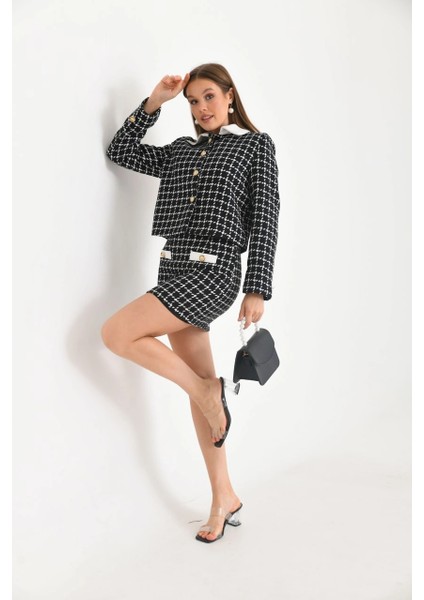 Kadın Kısa Etek Garni Detay Siyah - KRN026E