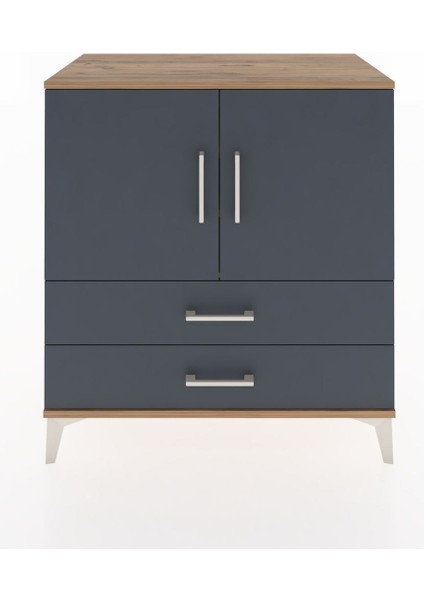 Hyperion Şifonyer 3 Raflı 2 Çekmeceli 2 Kapaklı 88X44X96 Çam-Antrasit