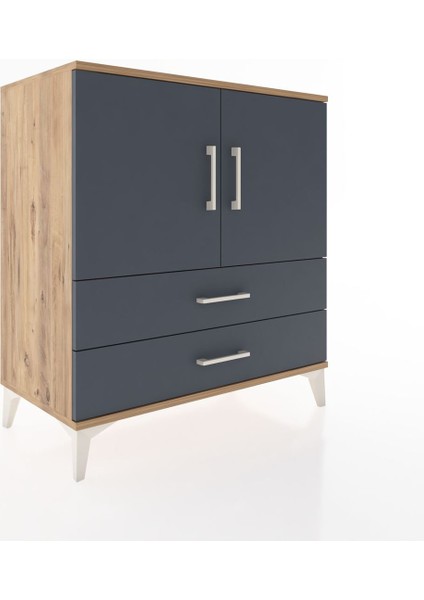 Hyperion Şifonyer 3 Raflı 2 Çekmeceli 2 Kapaklı 88X44X96 Çam-Antrasit fiyatları