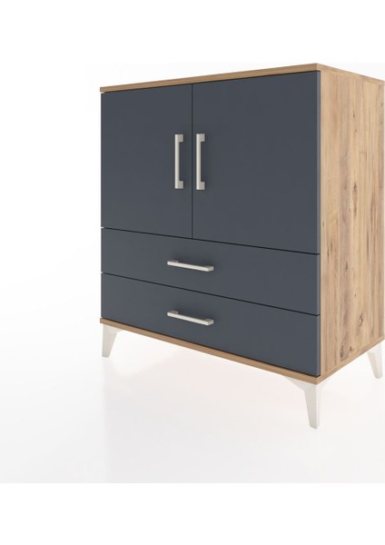 Hyperion Şifonyer 3 Raflı 2 Çekmeceli 2 Kapaklı 88X44X96 Çam-Antrasit modelleri