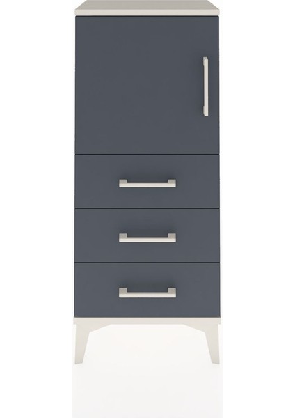 Arges Komodin 2 Raflı 3 Çekmeceli Tek Kapaklı 44X30X106 Aytaşı-Antrasit