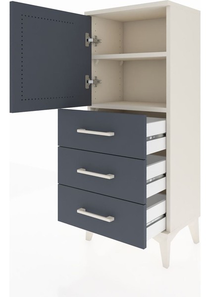 Arges Komodin 2 Raflı 3 Çekmeceli Tek Kapaklı 44X30X106 Aytaşı-Antrasit fırsatları