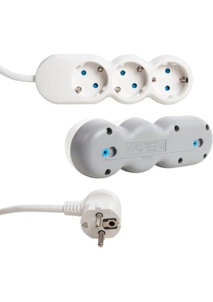3lü 1.5 Metre Priz Uzatma Kablosu, Çocuk Korumalı, Topraklı Priz - 3500 Watt, 10 Amper, Beyaz Renk (1,5 Metre) fiyatları