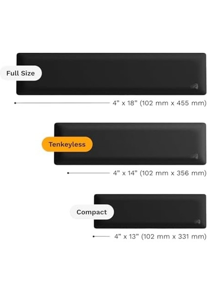 Klavye Bilek Desteği - Yıpranmaz Dikişli Kenarlar, Pürüzsüz Kumaş Yüzey, Kaymaz Kauçuk Taban, Orta Sertlik, Siyah - Tkl / 87% modelleri