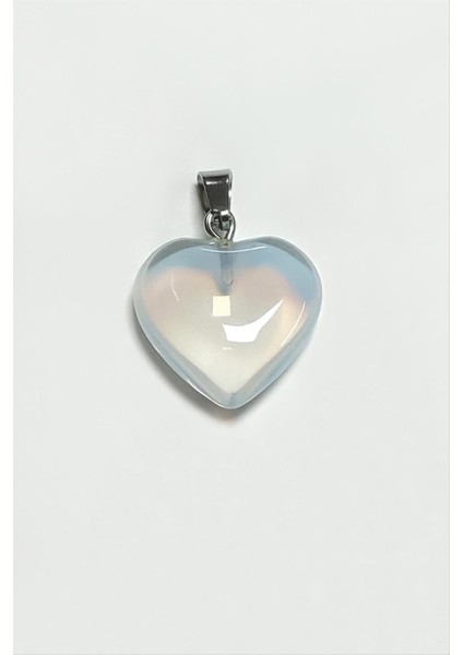 Ay Taşı Kalpli Doğaltaş Kolye Ucu