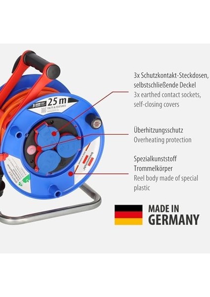 Garant Serisis IP44 Lisanslı 25 Metre Makaralı Uzatma Kablosu Turuncu fiyatları