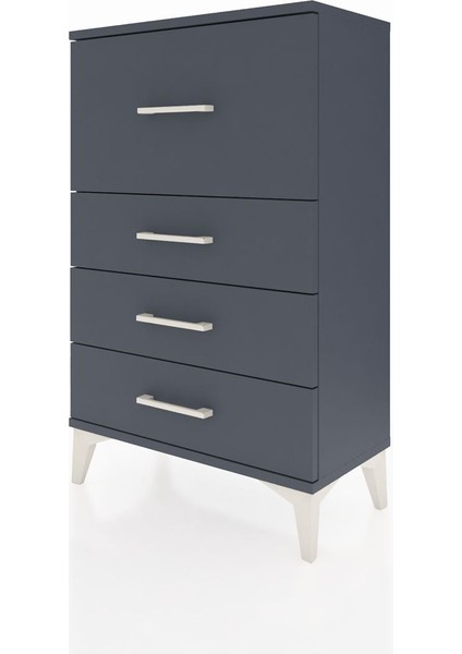 Arges Komodin 4 Çekmeceli 60X30X96 Antrasit-Antrasit modelleri