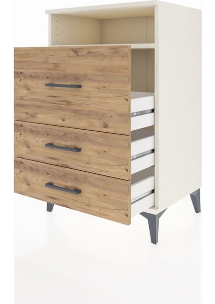 Hyperion Komodin Tek Raflı 3 Çekmeceli 60X44X96 Aytaşı-Çam fırsatları