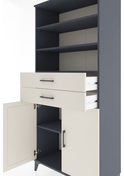 Hyperion Dolap 4 Raflı 2 Çekmeceli 2 Kapaklı 88X44X195 Antrasit-Aytaşı indirimleri