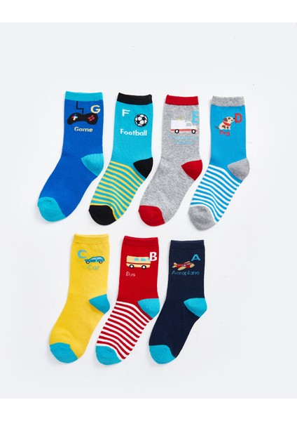 Yeni Sezon Desenli Erkek Çocuk Soket Çorap 7'li