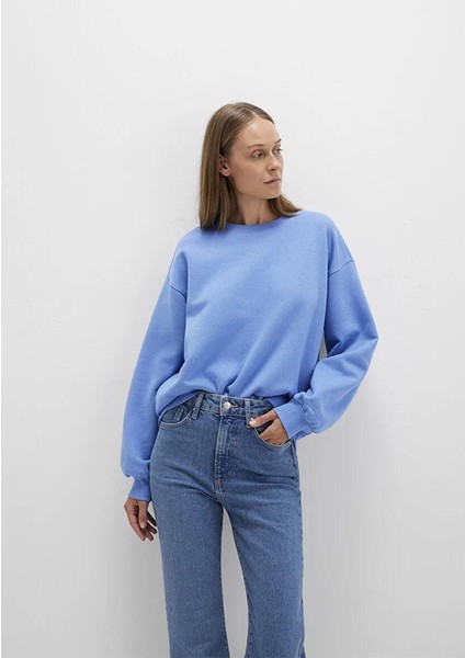 Bisiklet Yaka Mavi Basic Sweatshirt 1610198-70790 fiyatları